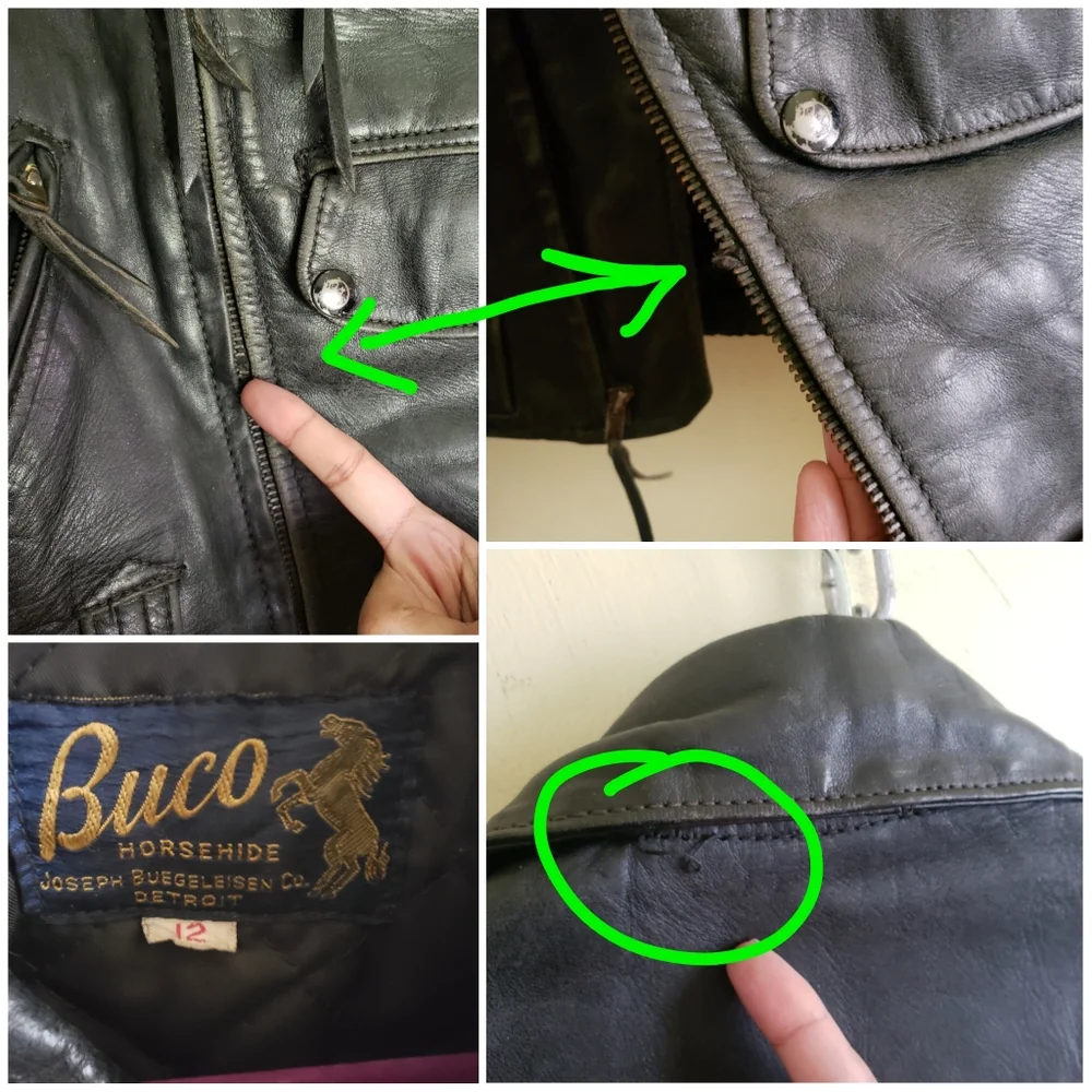 1950s Horsehide Leather Jacket Moto Biker XXS